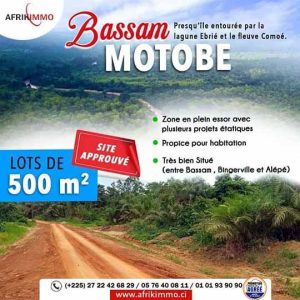 Achat de terrain à Bassam Motobe Afrikimmo entreprise immobilière agréée