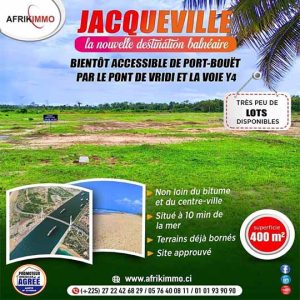 Terrain en vente à Jacqueville par Afrikimmo