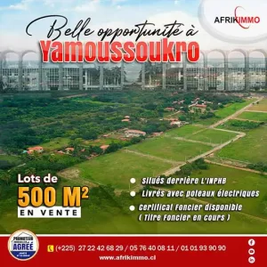 Terrain à vente à YAMOUSSOUKRO INPHB Yamoussoukro terrain en vente